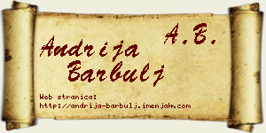 Andrija Barbulj vizit kartica